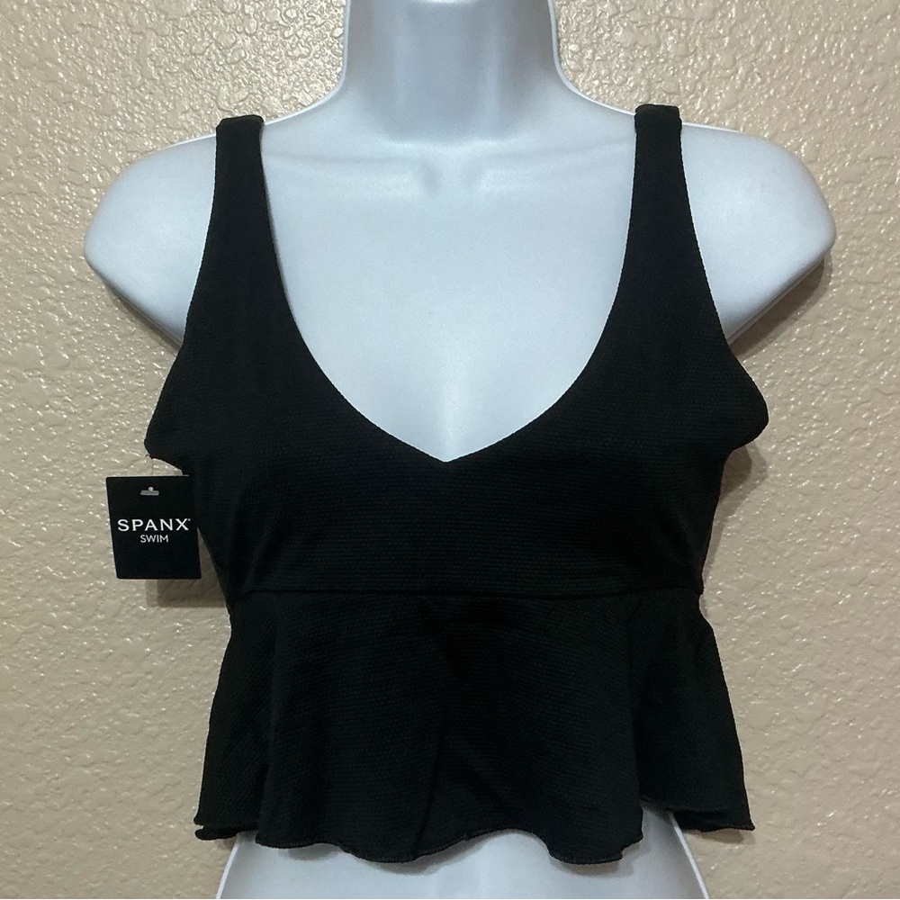 SPANX Black Peplum Swim Top